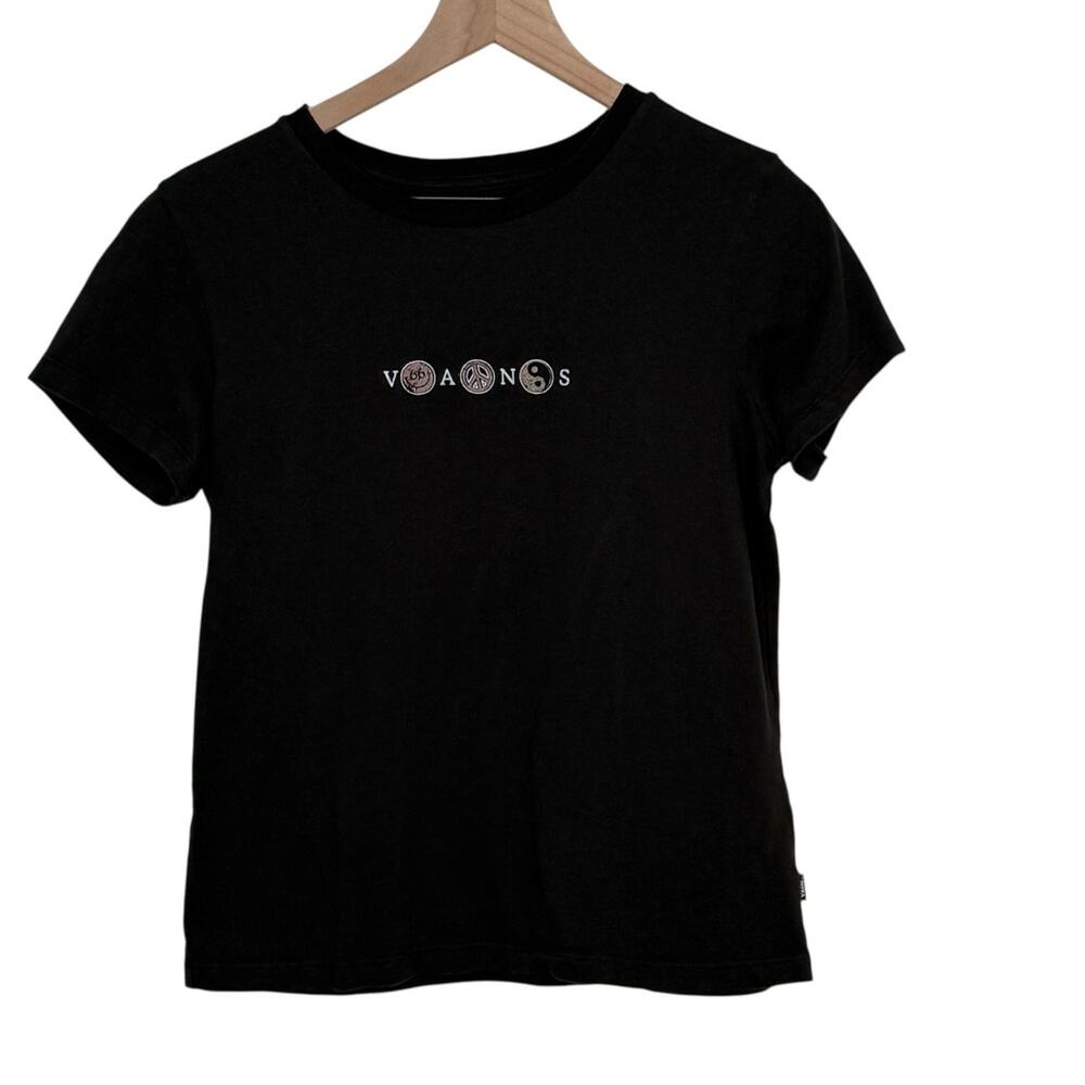 Vans Off The Wall 66 Graphic Tee Womans M Black Skate Streetwear Y2K Punk Skater